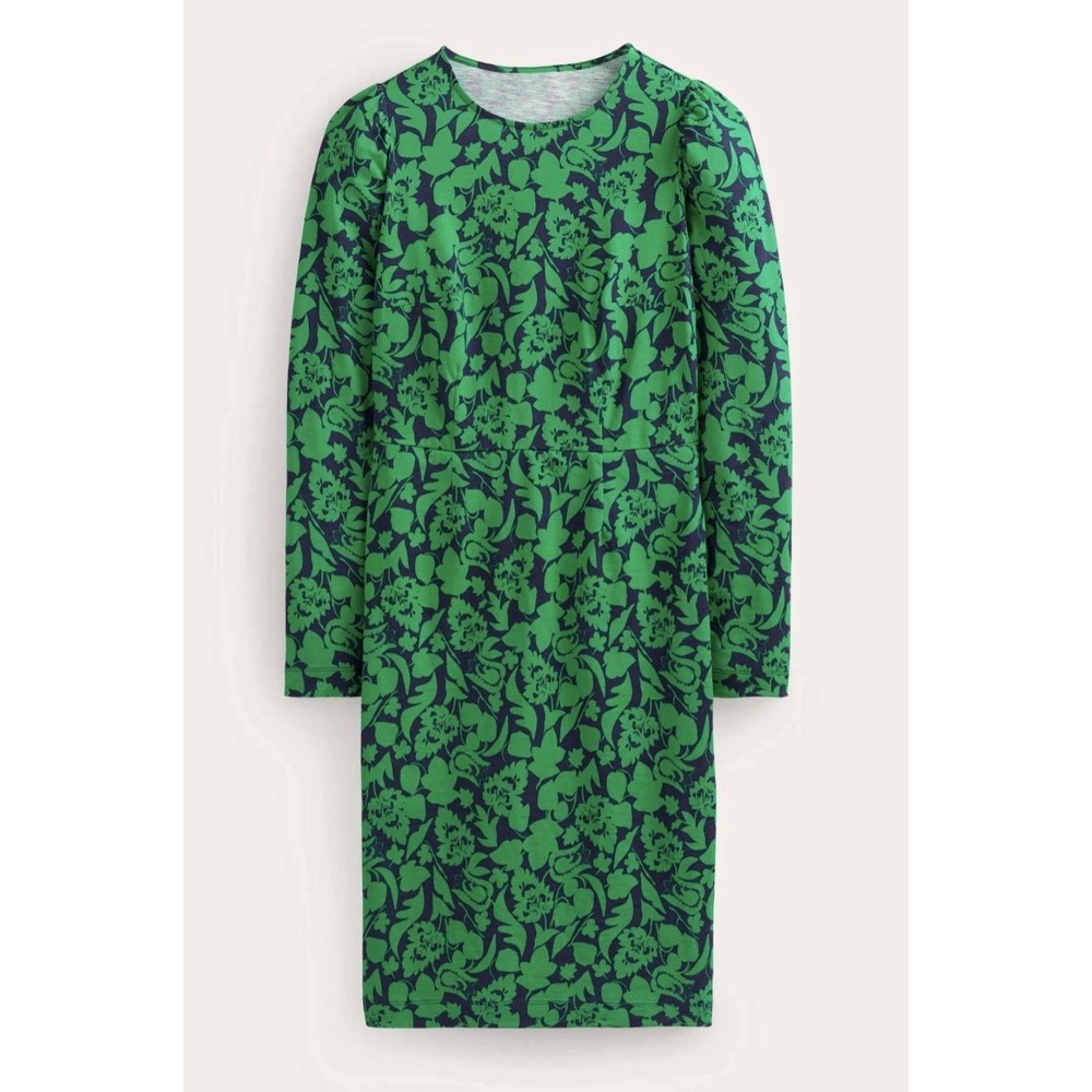 Boden Penelope Jersey Dress Navy Blue Green Botanical NWT Size 6P Long Sleeve